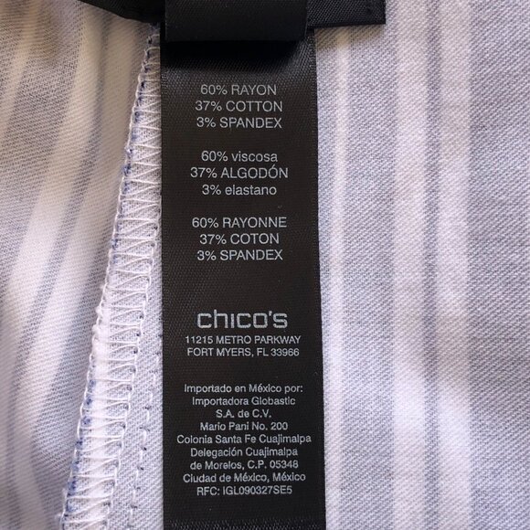 Chico's So Slimming Women's Size 1 (M) Crop Pant Navy White Vertical Stripe NWOT - Picture 7 of 14